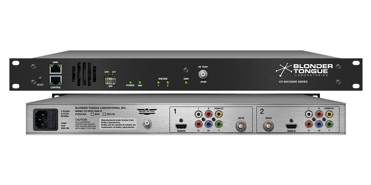 CV HD2X QAM IP - 2 Channel Professional Video Encoder